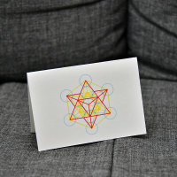 Verwandlungspostkarte Metatrons Würfel farbig