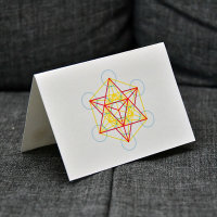 Verwandlungspostkarte Metatrons Würfel farbig