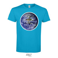 T-Shirt mit Botschaft „Freies Herz, Freier Mensch, Freie Erde“ – Statement-Shirt für Freiheit und Menschlichkeit