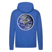Kapuzenpullover Hoodie mit Botschaft "Freies Herz, Freier Mensch, Freie Erde"