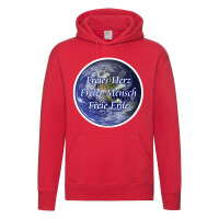 Kapuzenpullover Hoodie mit Botschaft "Freies Herz, Freier Mensch, Freie Erde"