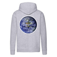 Kapuzenpullover Hoodie mit Botschaft "Freies Herz, Freier Mensch, Freie Erde"