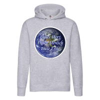 Kapuzenpullover Hoodie mit Botschaft "Freies Herz, Freier Mensch, Freie Erde"
